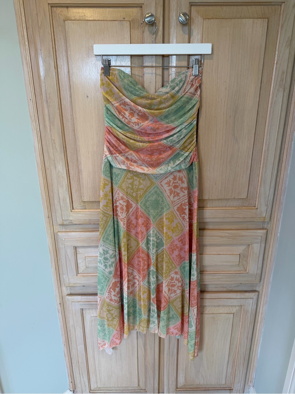 NWT See You Monday Pastel Patchwork Mesh Maxi Dress L